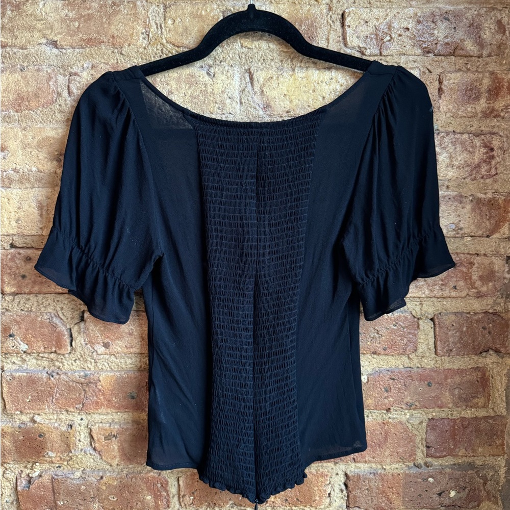 Reformation Black Delevan Square Neck Short Sleeve Top - Picture 6 of 6